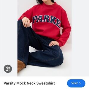 PARKE Red Varsity Mock Neck Sweatshirt